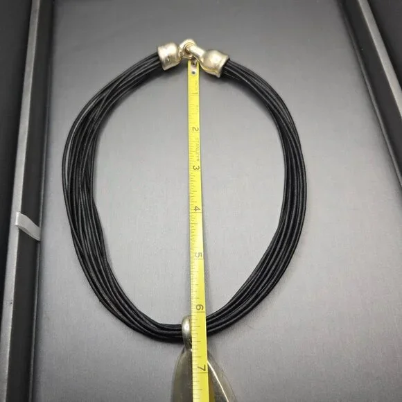 Sterling Silver Simon Sebbag SSD Pendant Choker Necklace 12" Black Leather Cord - Picture 8 of 9